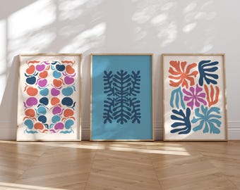 Colorful Boho Art Prints Set, Retro Gallery Wall (Digital Download)