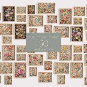 Floral Gallery Wall Set of 50, Printable Wall Art, Eclectic Wall Prints, Farmhouse Gallery, Gallery Wall Collage G26