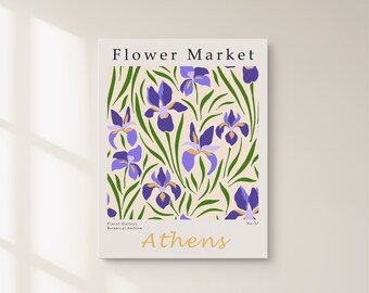 Flower Market Art Print, Purple Irises, Floral Decor (Digital Download)