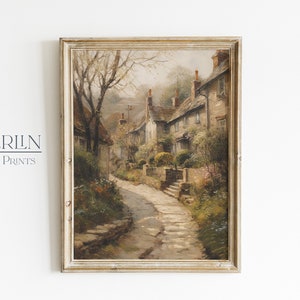 Printable English Countryside Painting Impressionist Oil Painting Warm Aesthetic Print Vintage Wall Art Digital #59