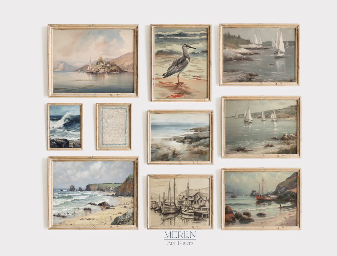 Beach House Gallery Set of 10 Prints, Coastal Wall Art, Downloadable ...
