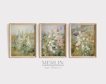 Wildblumen Galerie Wand Drucke 3er Set Druckbare Kunst Galerie Wand Wildblumen Feld Galerie Collage Wand Kunst Vintage Frühling Drucke G49-3