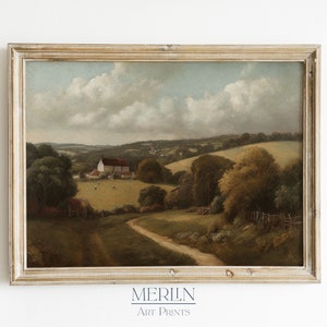 French Country Oil Painting, Printable Vintage Landscape Wall Art, Downloadable Antique Print #115