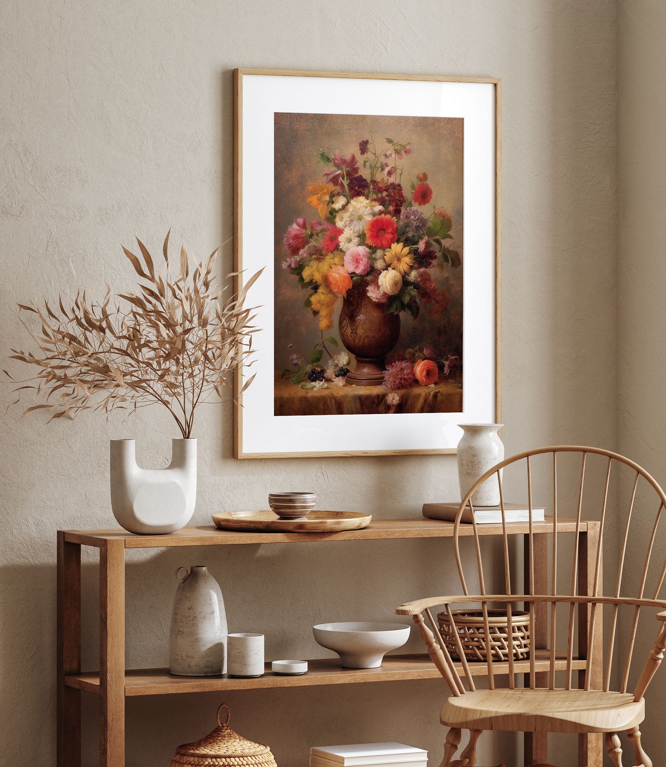 Antique Floral Still Life Painting, Vintage Flower Decor (digital Art ...