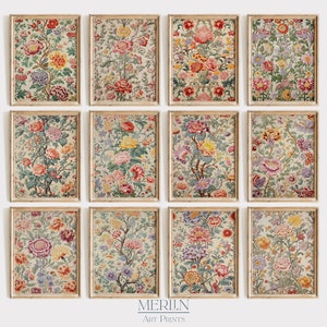 Floral Gallery Wall Set of 12, Printable Wall Art, Eclectic Wall Prints, Farmhouse Gallery, Gallery Wall Collage G28