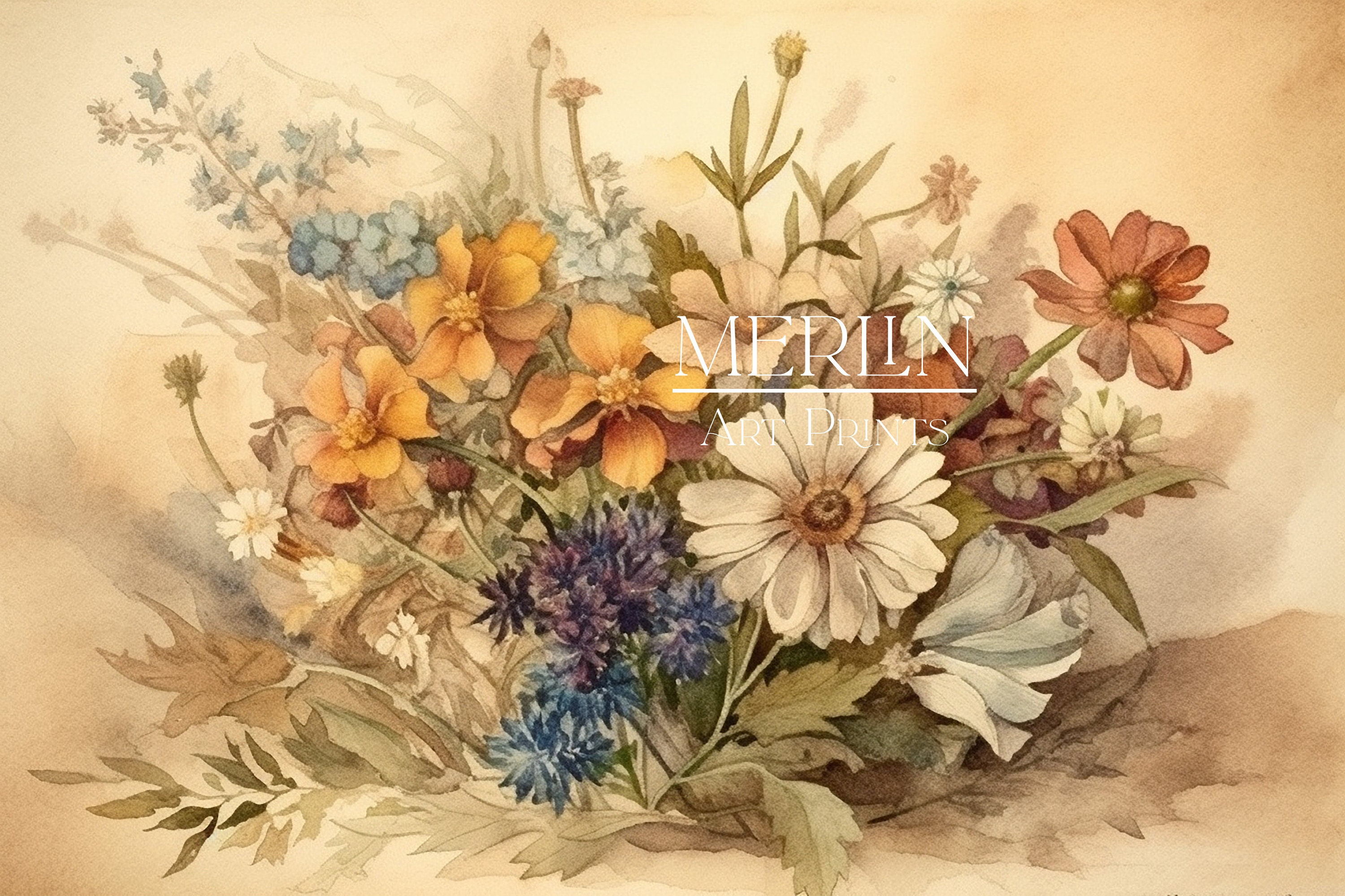 Vintage Flower Art Print Printable Antique Wildflower Print ...