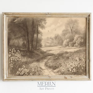 Vintage Sketch Art Print, Downloadable French Country Decor, Antique Wall Art #108