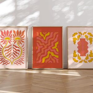 Trendy Boho Wall Art Prints Set of 3, Colorful Girls Room Decor, Wall Prints Bedroom Art for Girls Room, Preppy Boho Wall Decor Teenage Girl