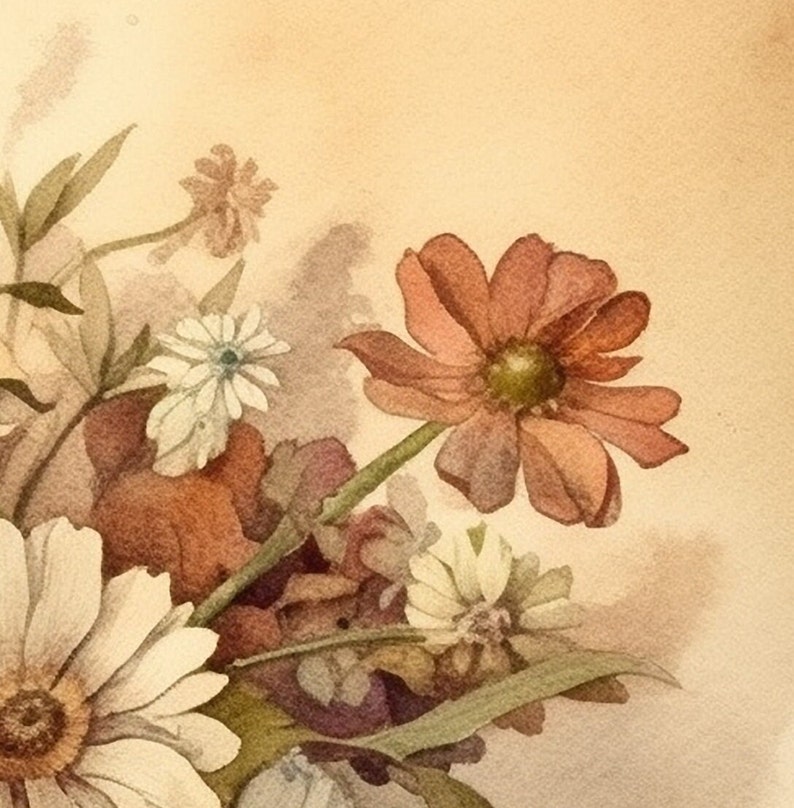 Vintage Flower Art Print Printable Antique Wildflower Print ...