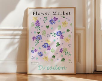 Flower Market Botanical Art Print, Trendy Floral Wall Decor (Digital Download)