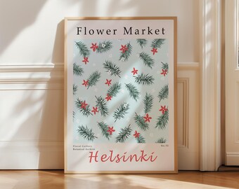Flower Market Botanical Print, Trendy Floral Wall Art (Digital Download)