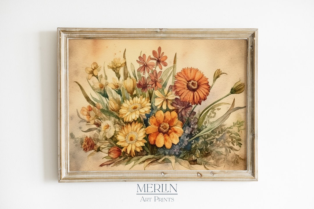 Vintage Flower Art Print Printable Antique Wildflower Print ...