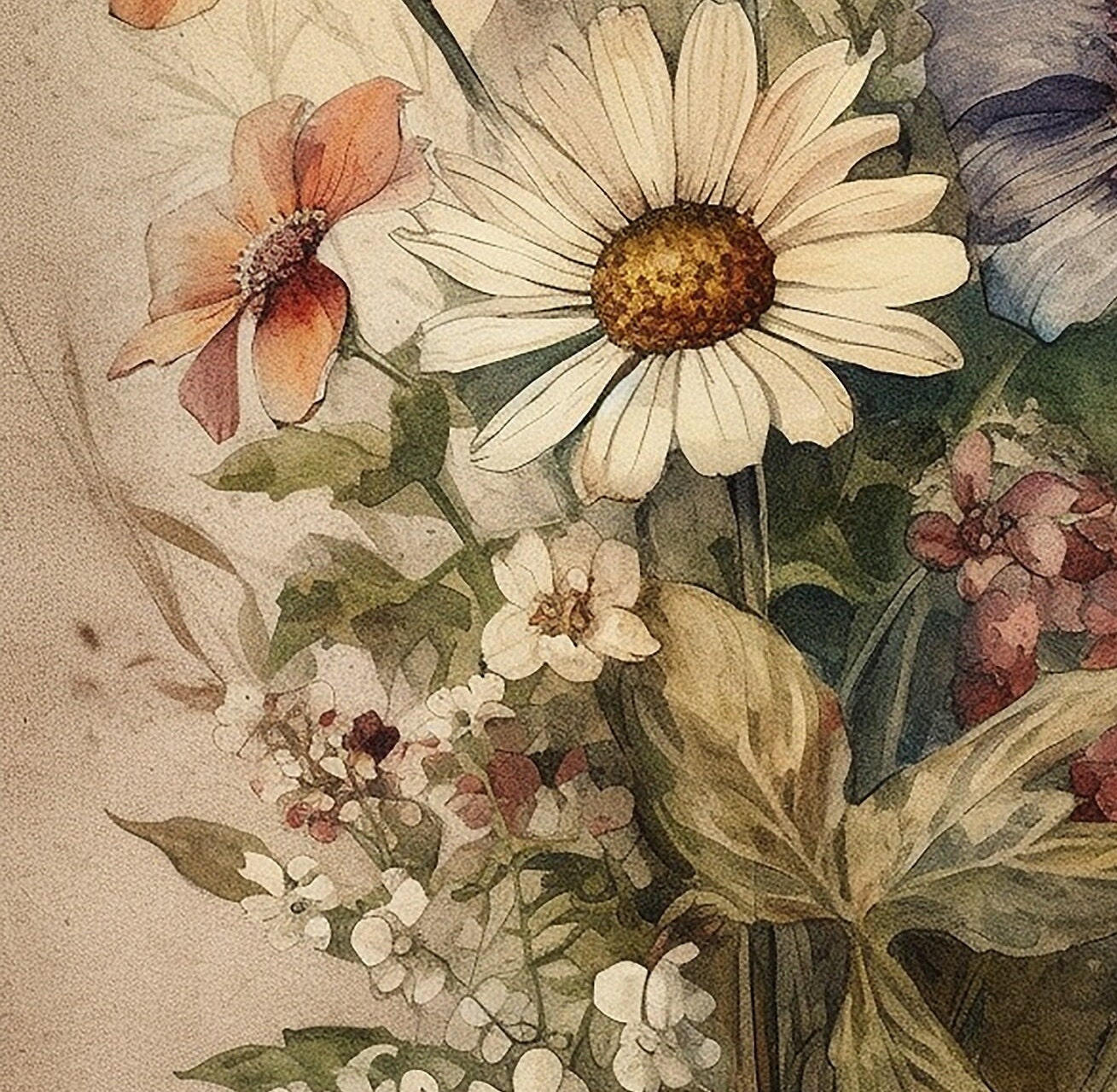 Vintage Flower Art Print Printable Antique Wildflower Print - Etsy