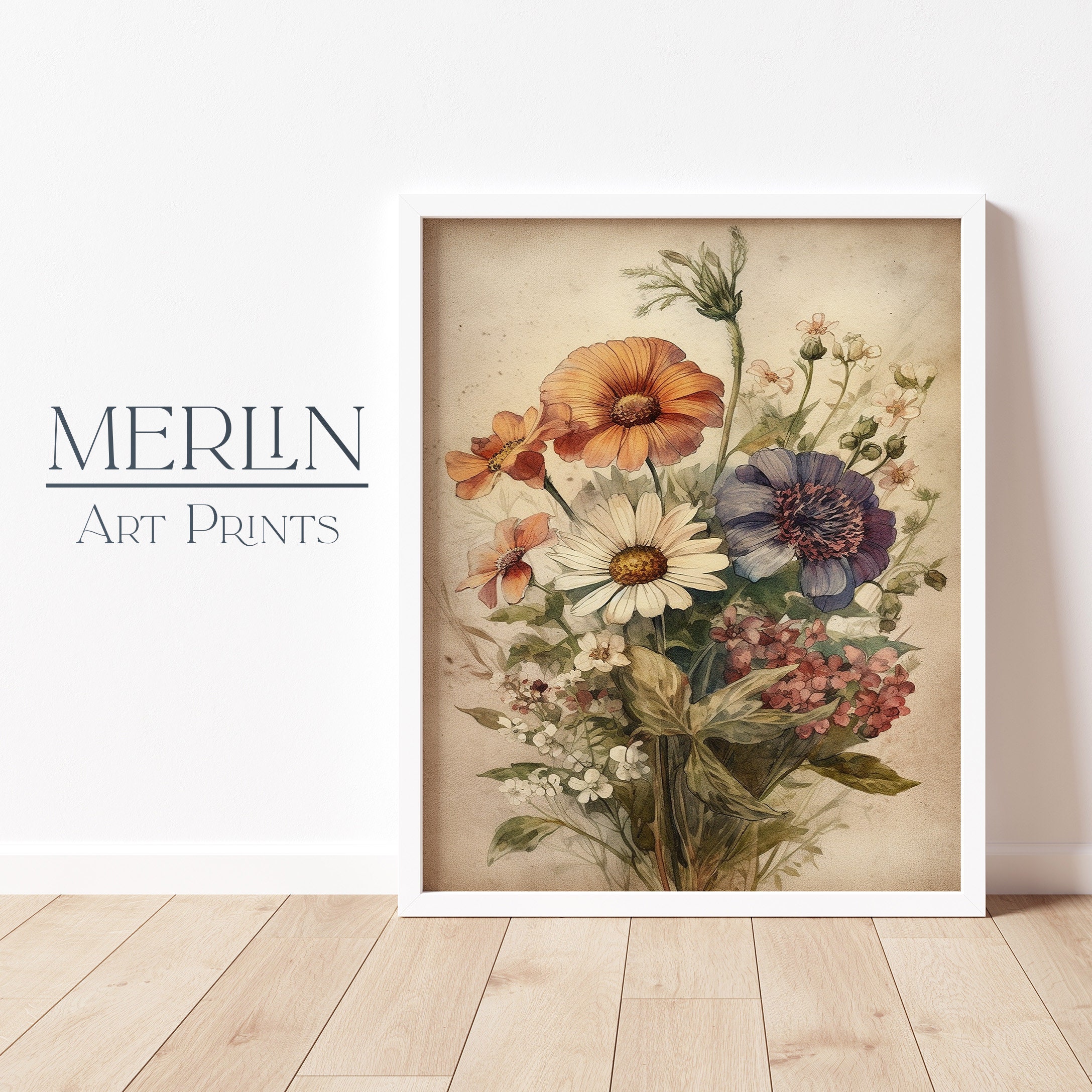 Vintage Flower Art Print Printable Antique Wildflower Print - Etsy