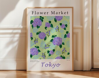 Flower Market Botanical Print, Trendy Floral Wall Art (Digital Download)