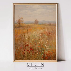 Autumn Wildflower Field Print, Farmhouse Decor, Fall Wall Art Printable, Autumn Decor, Wildflower Wall Art, Vintage Art Digital Download 426