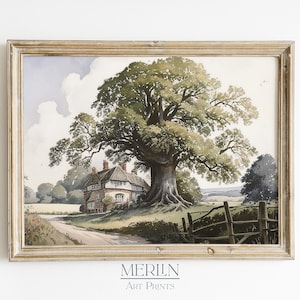 English Countryside Wall Art Digital Download PRINTABLE Vintage Landscape Watercolor Painting #22