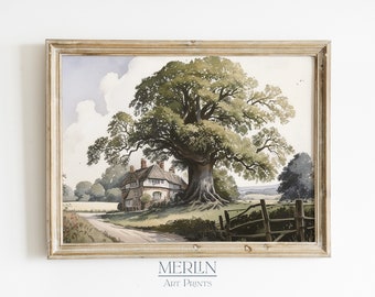English Countryside Wall Art Digital Download PRINTABLE Vintage Landscape Watercolor Painting #22