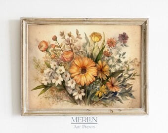 Vintage Wildflower Watercolor Painting | Antique Floral Art (Digital Download)