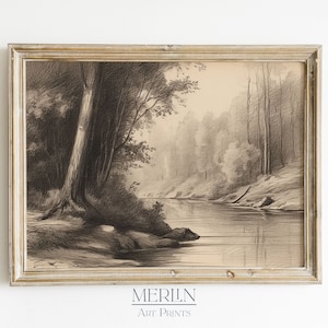 French Country Vintage Sketch, Downloadable Farmhouse Print, Rustic Antique Wall Art #109
