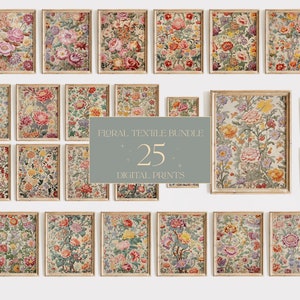 Floral Gallery Wall Set of 25, Printable Wall Art, Eclectic Wall Prints, Farmhouse Gallery, Gallery Wall Collage G27