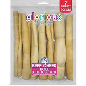 Premium Beef Cheek Roll Chews for Dogs, All-Natural, Grain & Gluten Free Dog Treats, Long Lasting Chew for Dental Health, Ideal Large Dogs