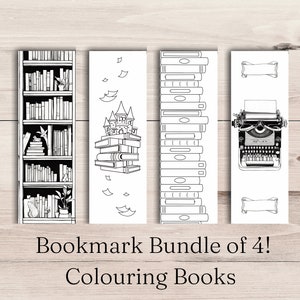 Set of 4 Printable Bookmarks Colouring Books Digital Download Digital ...
