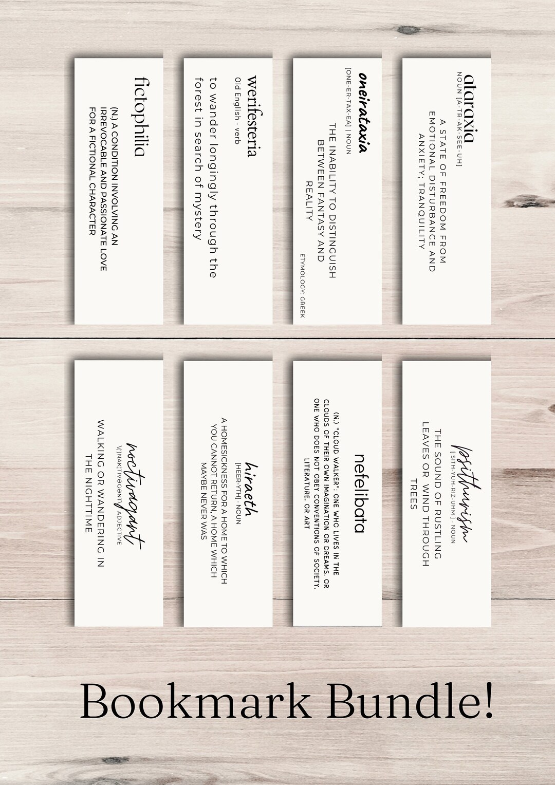 Printable Bookmarks | Set of 8 Beautiful Words | Digital Download ...