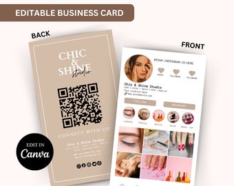 Instagram Business Card, DIY Canva Business Card Template Design, QR code Business Card, Influencer Cards, Influencer Cards, Editable