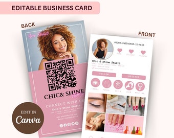 Instagram Business Card, Editable  DIY Canva Business Card Template Design, QR code Business Card, Influencer Cards | Anya Creatives BC002