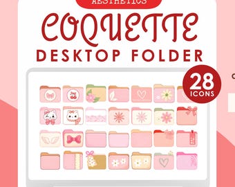 Desktop Folder Icons - Coquette Aesthetic Computer Desktop Icons - PC Folders - Computer Organizer - Mac and Windows Desktop Folder Icons