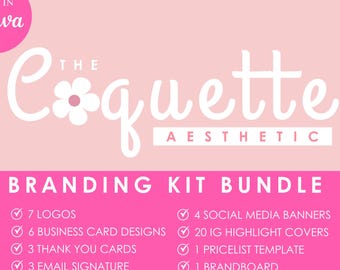 Branding Kit, Branding Bundle, Aesthetic Minimalist Brand Kit, Branding Package, Pink Branding, Fun Branding Kit for Small Business