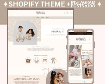 Boutique Shopify Theme | Kids Apparel Shopify Neutral Shopify Template | Feminine, Minimal & Cute Design | Pink Shopify theme | NNCol