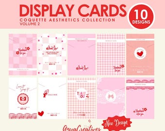 Pink Retro Jewelry Display Card Template - Coquette Aesthetics Product Backing Card -Jewelry Packaging - Earring Card Template - CAVol2
