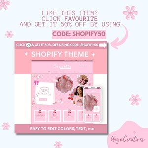 Shopify Theme Coquette Red Pink Bows Customizable Ecommerce Shopify Theme Editable Canva Banners Boutique Aesthetic Shopify Theme