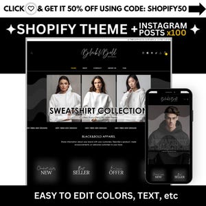Shopify Theme Luxury Black White Minimalist Customizable Ecommerce Shopify Theme  Boutique Aesthetic Apparel Shopify Theme - B&B Shopify