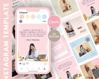 Rainbow Pastel Instagram Post Templates Canva - Positive Quotes for Instagram Bundle - Rainbow Branding - Cute Instagram - Blush Bloom