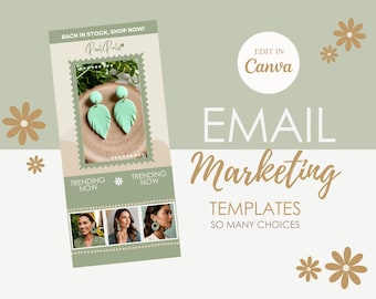 Sage Green Email Marketing Templates - Pastel Mailing List Design - Shopify Mailchimp Flodesk - Canva Newsletter Template - Pixel Pals