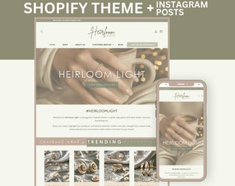 Shopify Theme Template -  Aesthetic Shopify Template - Luxury Shopify theme - Shopify banner - Heirloom Light  - AnyaCreatives