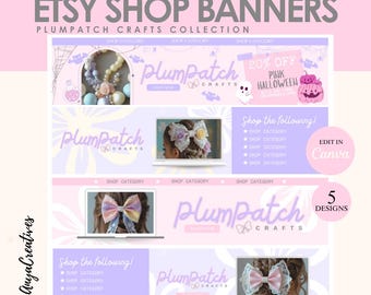 Craft Etsy Shop Banner Templates: Pastel Purple Pink Design (PDF Download)