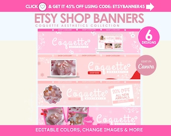 Coquette Etsy Shop Banner Templates: Pink Daisy Design (Digital Download)
