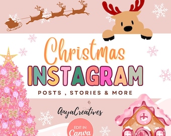Christmas Instagram Canva Templates: Festive Rainbow Posts (Digital Download)