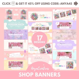 Shop Banner Kit: Minimal Pinke Shopilly & Canva Templates