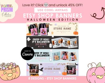 Autumn Etsy Shop Banner Templates, Pastel Editable Etsy Branding Kit Template | Canva Banner Templates | Etsy Giftshop Banner – Pastel Prism