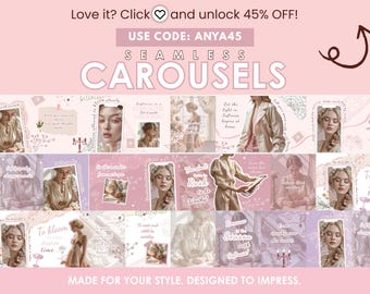 Carousel Templates - Social Media Manager Templates - Seamless Carousels - Portrait Instagram Posts - Bold Instagram-Pink Social Media - CP1