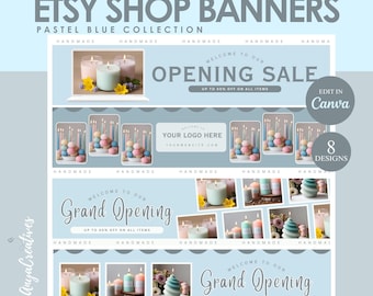 Pastel Blue Etsy Shop Banner | Soft Blue Business Branding | Minimal Aesthetic Etsy Shop Banners | Pastel Blue Col
