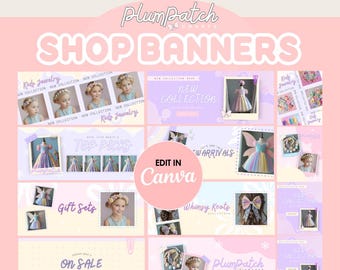 Pastel Website Banners: Baby Boutique Shopify Templates (Canva PDF Download)