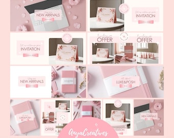 Elegant Website Banner Templates: Minimalist Boutique Theme (Canva Editable, Digital Download)