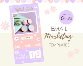 Roze e-mailmarketingsjablonen - pastelkleurige verzendlijstontwerp - Shopify Mailchimp Flodesk - Canva-nieuwsbriefsjabloon - Blush Bloom