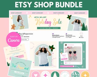 Etsy Shop Banner Templates: Holiday Branding Bundle (Canva)